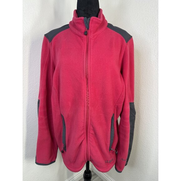 L.L. Bean Womens Polartec Wind Pro Fleece Jacket L Pink & Gray - Picture 6 of 7